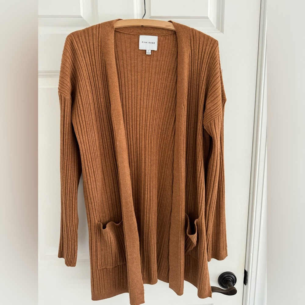 PINK ROSE Caramel Colored Cardigan